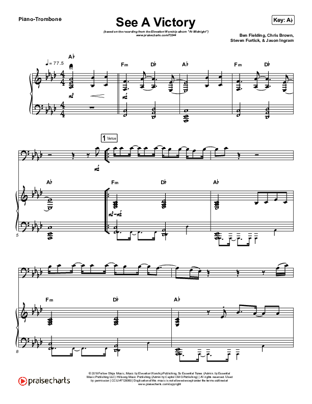 See A Victory (Instrument Solo) Piano/Trombone (Elevation Worship)