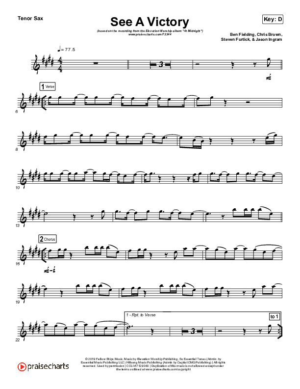 See A Victory (Instrument Solo) Tenor Sax Solo (Elevation Worship)