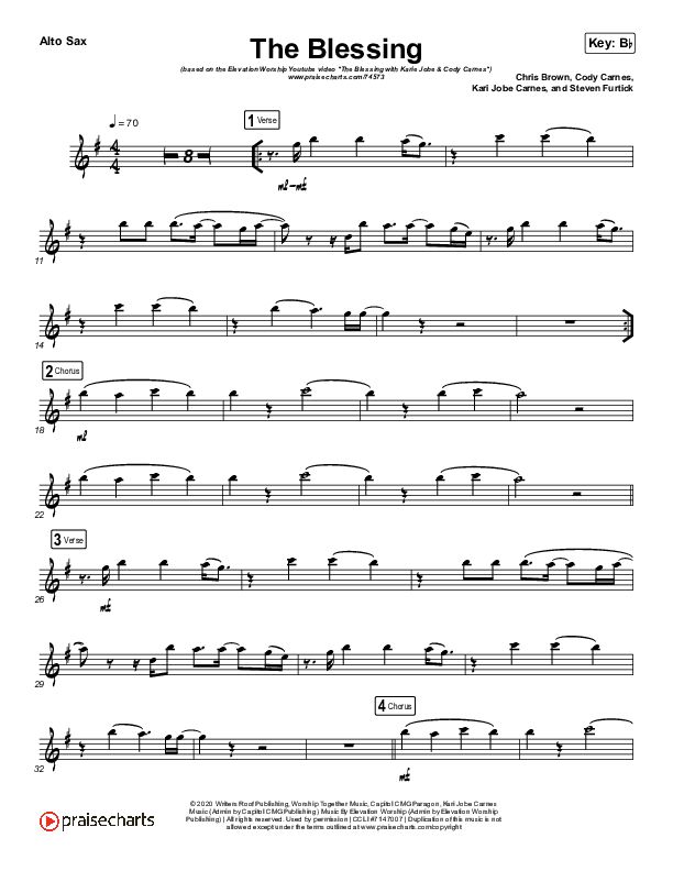 The Blessing (Instrument Solo) Alto Sax Solo (Elevation Worship / Kari Jobe / Cody Carnes)