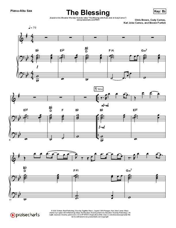 The Blessing (Instrument Solo) Piano/Alto Sax (Elevation Worship / Kari Jobe / Cody Carnes)