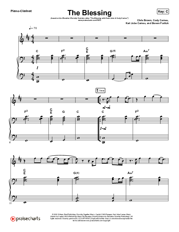 The Blessing (Instrument Solo) Piano/Clarinet (Elevation Worship / Kari Jobe / Cody Carnes)