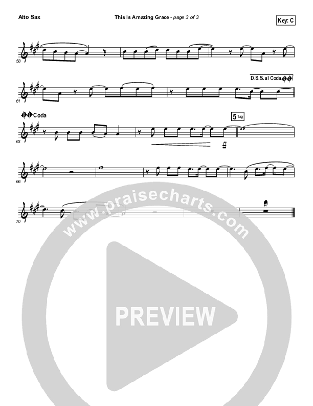 This Is Amazing Grace (Instrument Solo) Alto Sax Solo (Phil Wickham)
