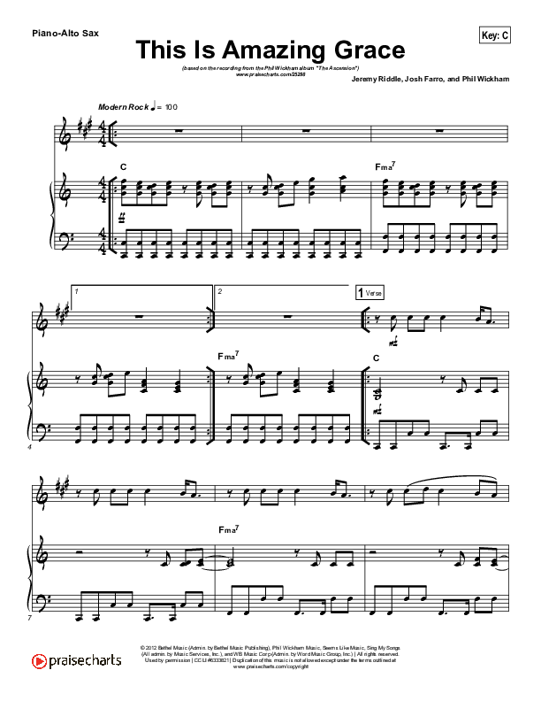 This Is Amazing Grace (Instrument Solo) Piano/Alto Sax (Phil Wickham)