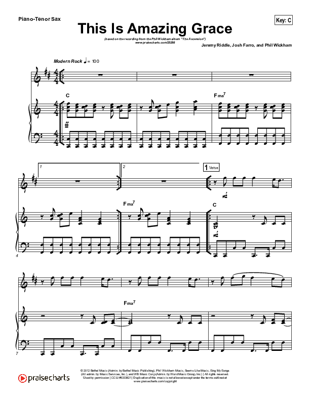 This Is Amazing Grace (Instrument Solo) Piano/Tenor Sax (Phil Wickham)