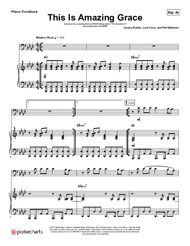 This Is Amazing Grace (Instrument Solo) Trombone & Piano (Phil Wickham)