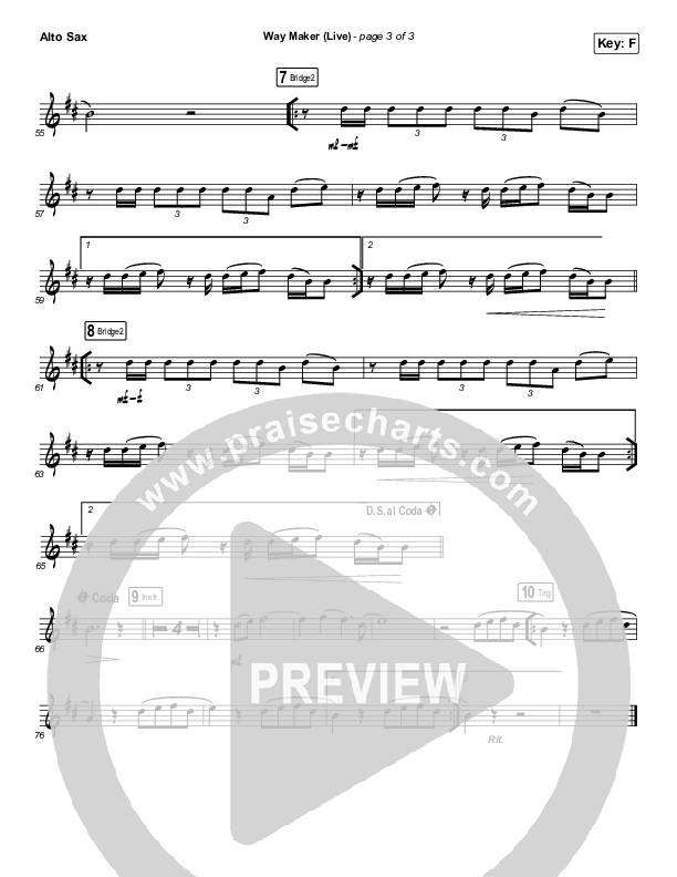 Way Maker (Instrument Solo) Alto Sax Solo (Leeland)