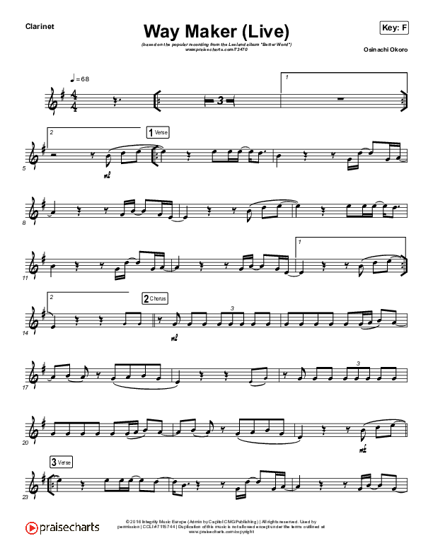 Way Maker (Instrument Solo) Clarinet Solo (Leeland)