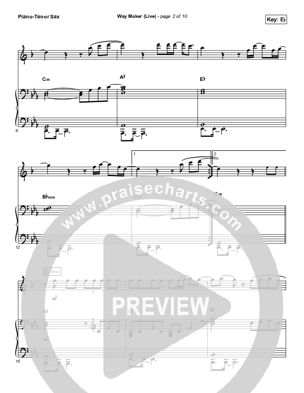 Way Maker (Instrument Solo) Tenor Sax & Piano (Leeland)