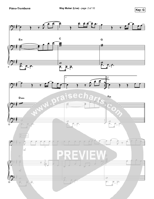 Way Maker (Instrument Solo) Trombone & Piano (Leeland)