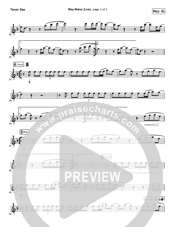 Way Maker (Instrument Solo) Tenor Sax Solo (Leeland)