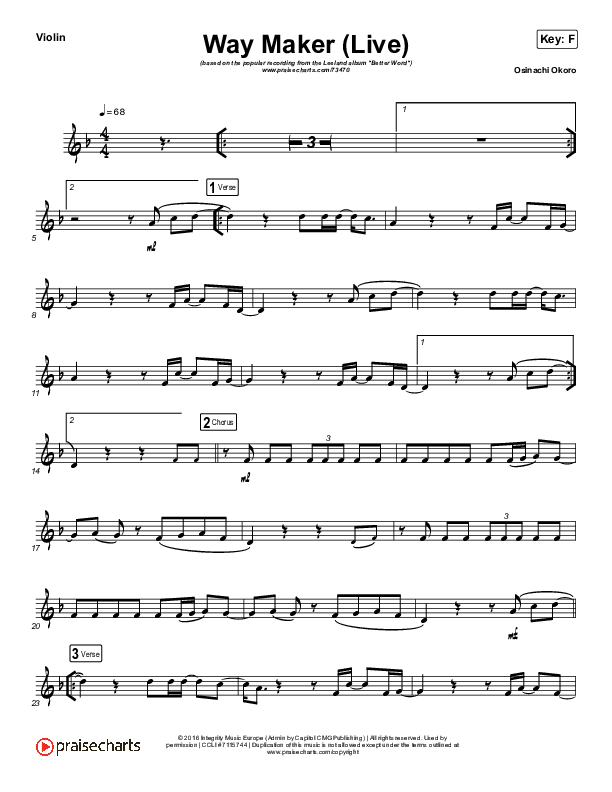 Way Maker (Instrument Solo) Violin Solo (Leeland)