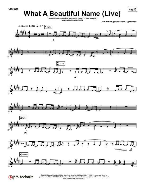 What A Beautiful Name (Instrument Solo) Clarinet Solo (Hillsong Worship)