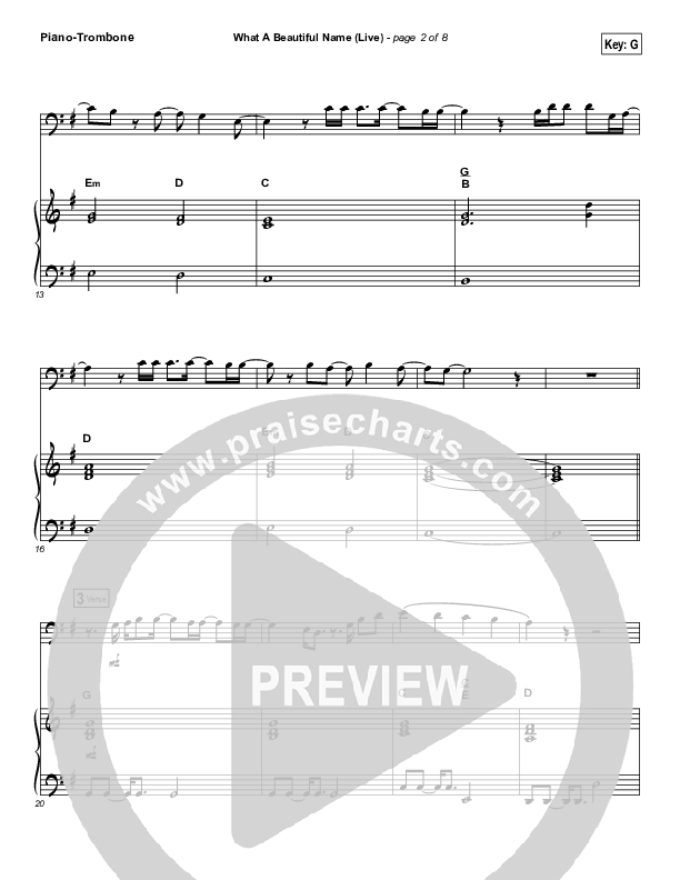 What A Beautiful Name (Instrument Solo) Piano/Trombone (Hillsong Worship)