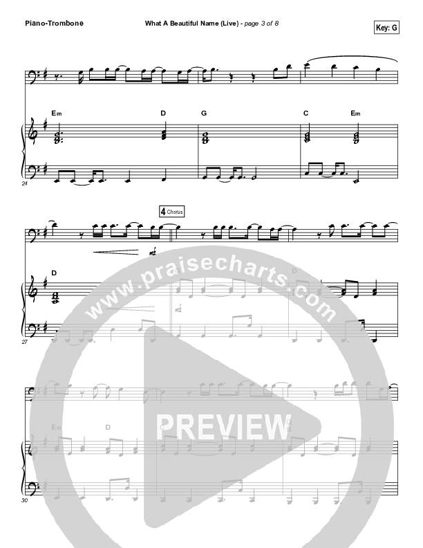 What A Beautiful Name (Instrument Solo) Piano/Trombone (Hillsong Worship)