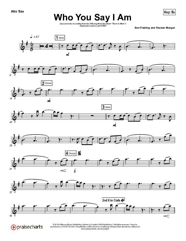 Who You Say I Am (Instrument Solo) Alto Sax Solo (Hillsong Worship)