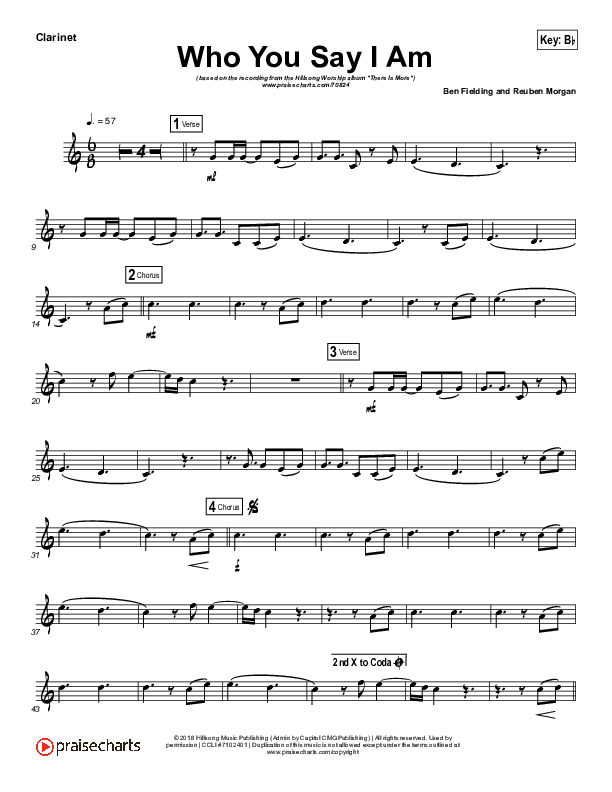 Who You Say I Am (Instrument Solo) Clarinet Solo (Hillsong Worship)