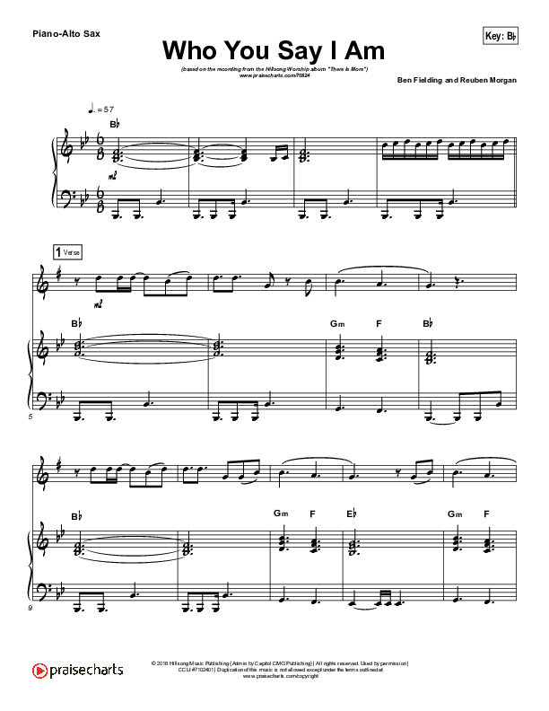 Who You Say I Am (Instrument Solo) Piano/Alto Sax (Hillsong Worship)