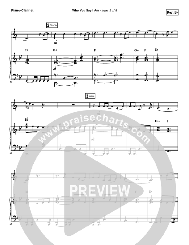 Who You Say I Am (Instrument Solo) Piano/Clarinet (Hillsong Worship)