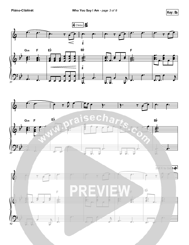 Who You Say I Am (Instrument Solo) Piano/Clarinet (Hillsong Worship)