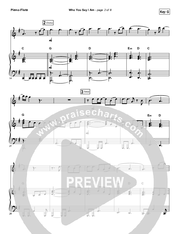 Who You Say I Am (Instrument Solo) Piano/Flute (Hillsong Worship)