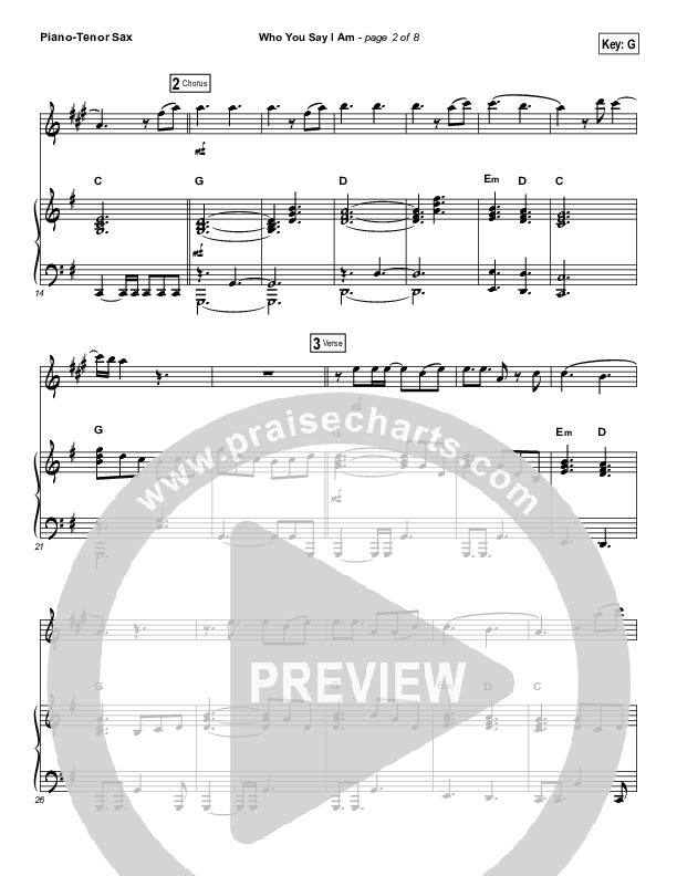 Who You Say I Am (Instrument Solo) Piano/Tenor Sax (Hillsong Worship)