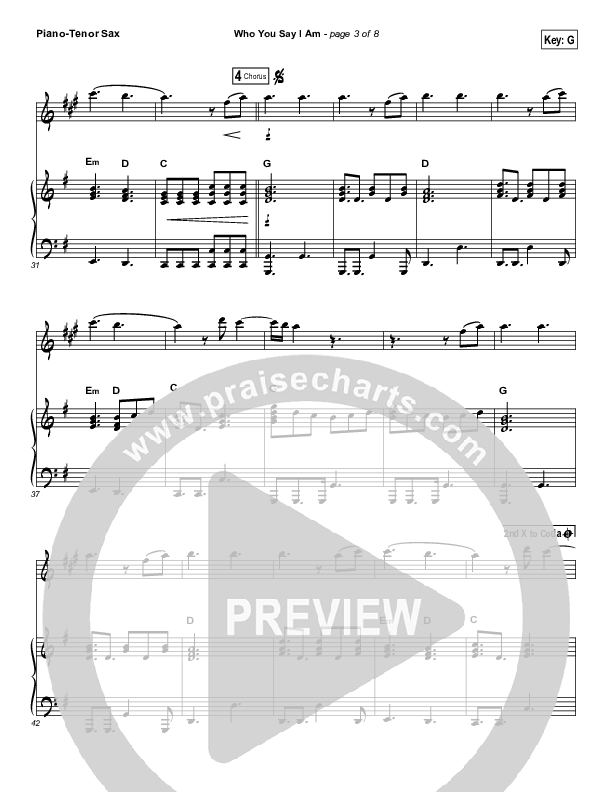 Who You Say I Am (Instrument Solo) Piano/Tenor Sax (Hillsong Worship)