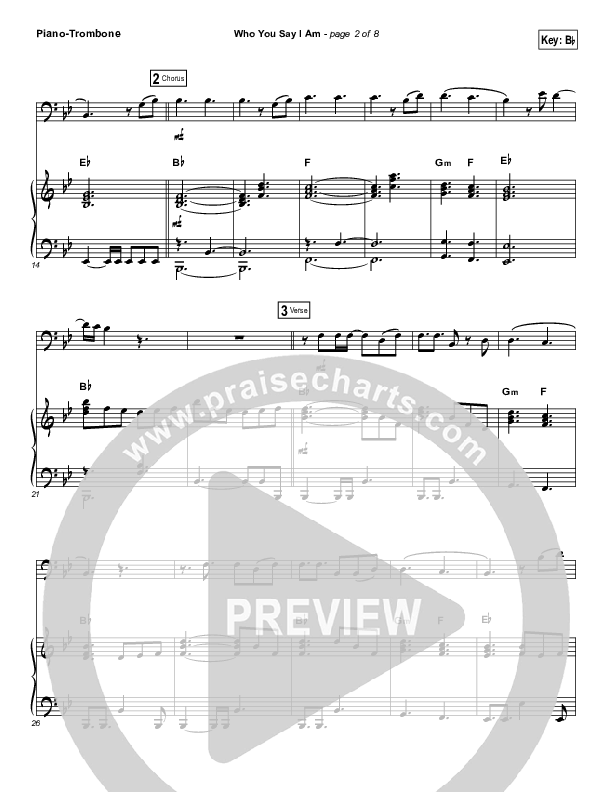 Who You Say I Am (Instrument Solo) Piano/Trombone (Hillsong Worship)