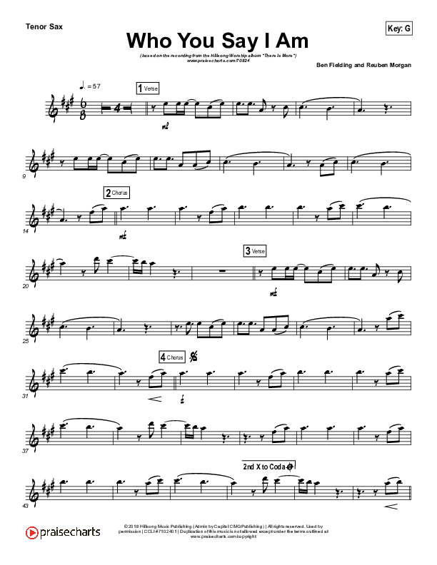 Who You Say I Am (Instrument Solo) Tenor Sax Solo (Hillsong Worship)