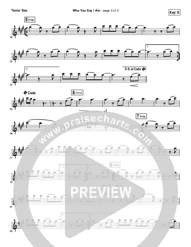 Who You Say I Am (Instrument Solo) Tenor Sax Solo (Hillsong Worship)