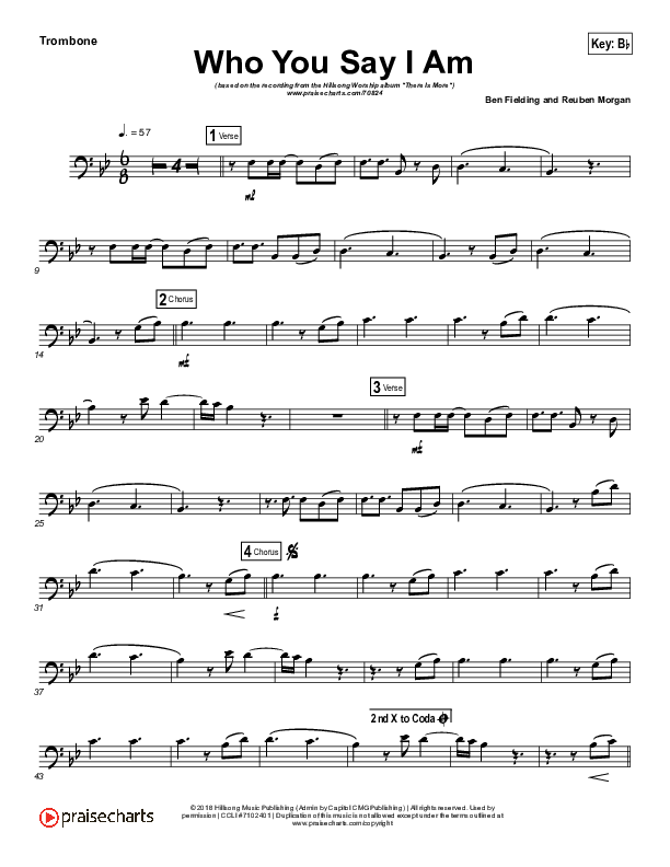 Who You Say I Am (Instrument Solo) Trombone Solo (Hillsong Worship)