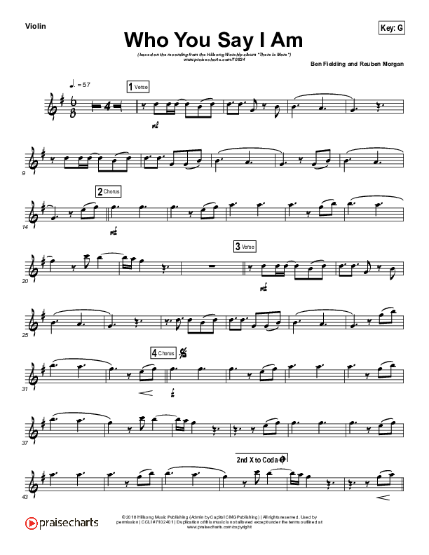 Who You Say I Am (Instrument Solo) Violin Solo (Hillsong Worship)