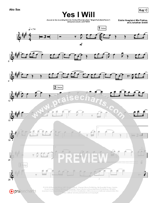 Yes I Will (Instrument Solo) Alto Sax Solo (Vertical Worship)