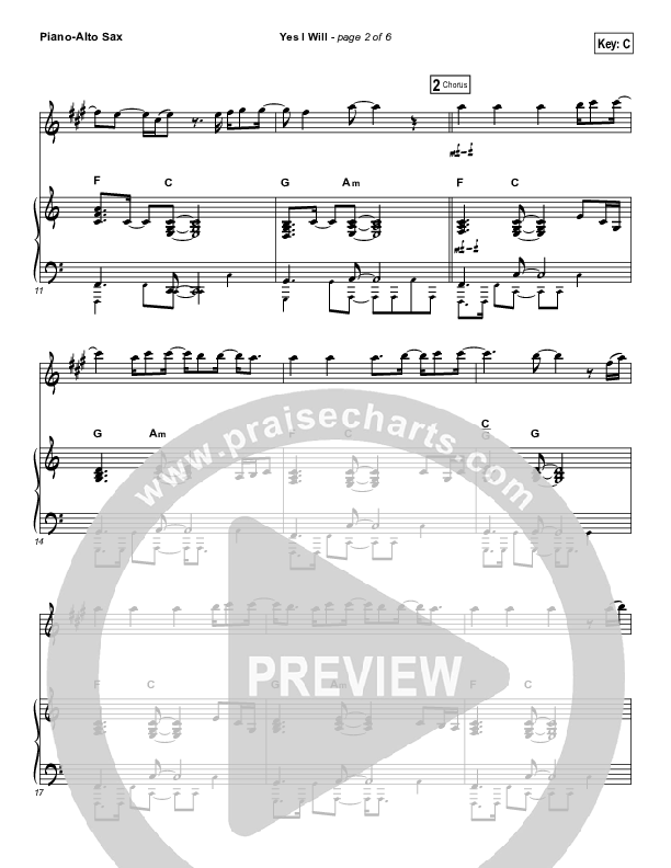 Yes I Will (Instrument Solo) Alto Sax & Piano (Vertical Worship)