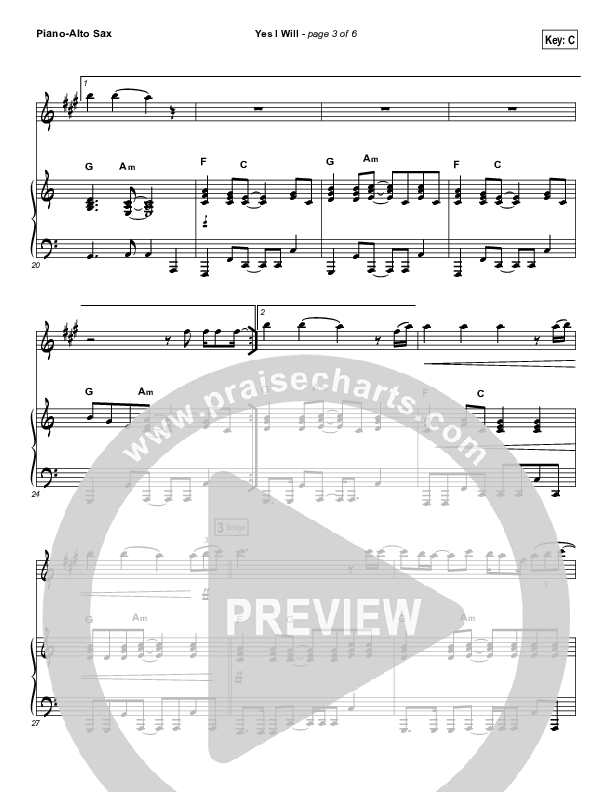 Yes I Will (Instrument Solo) Alto Sax & Piano (Vertical Worship)