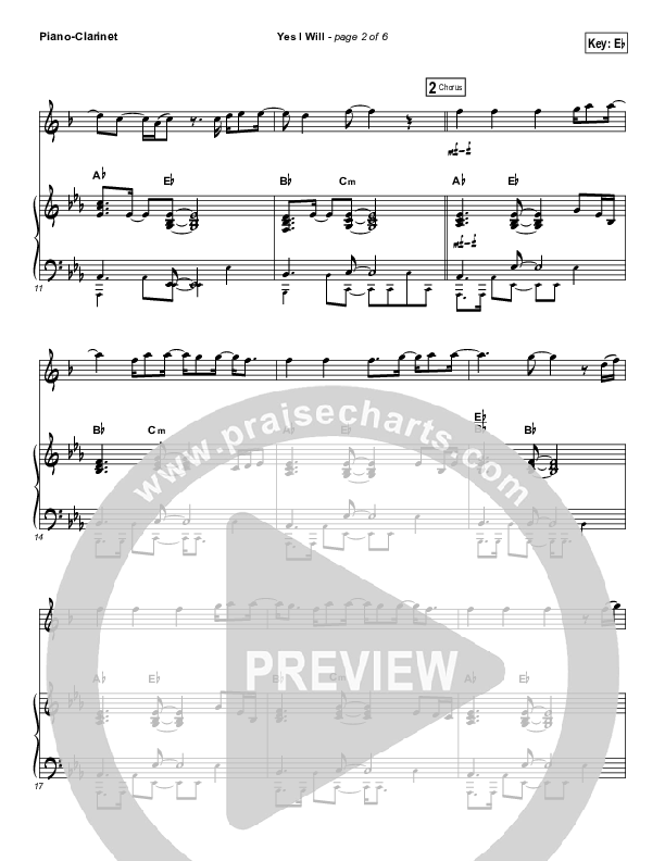 Yes I Will (Instrument Solo) Piano/Clarinet (Vertical Worship)
