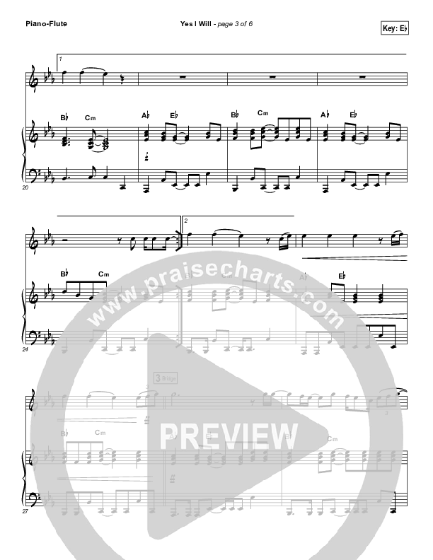 Yes I Will (Instrument Solo) Piano/Flute (Vertical Worship)