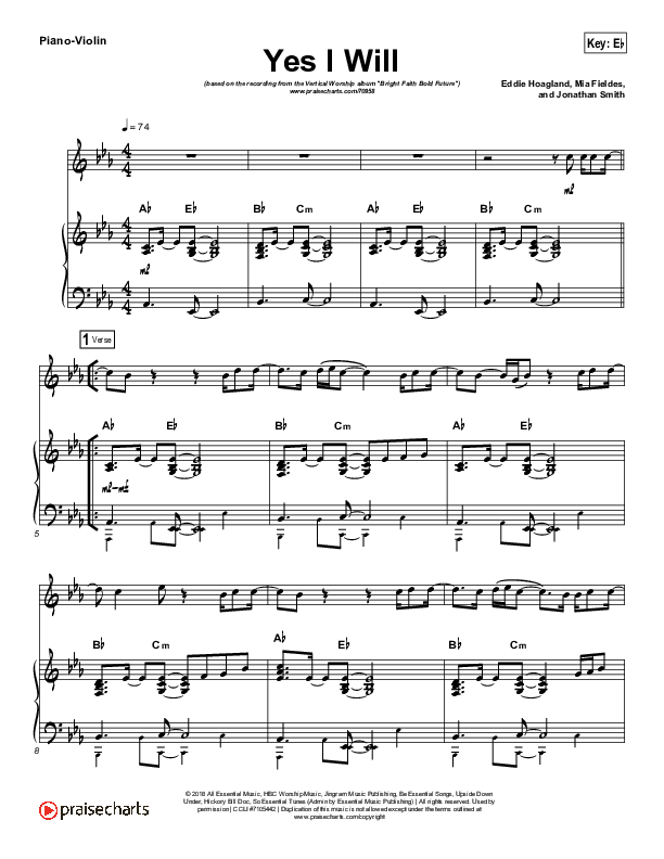 Yes I Will (Instrument Solo) Piano/Violin (Vertical Worship)