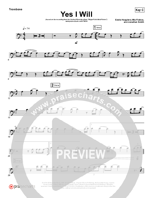 Yes I Will (Instrument Solo) Trombone Solo (Vertical Worship)