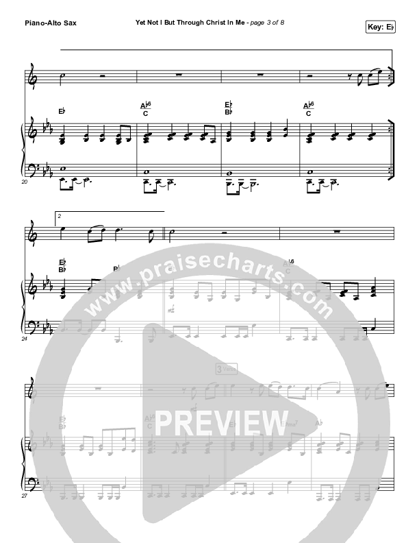 Yet Not I But Through Christ In Me (Instrument Solo) Alto Sax & Piano (CityAlight)