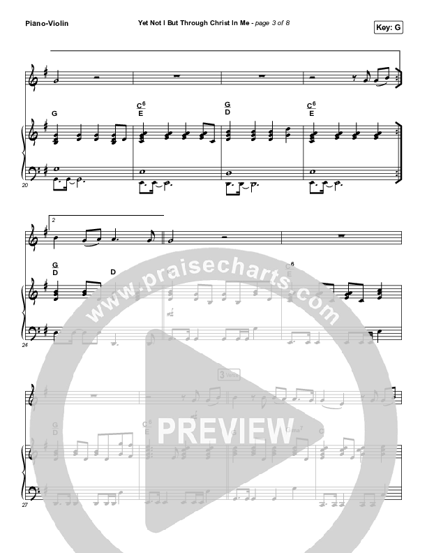 Yet Not I But Through Christ In Me (Instrument Solo) Violin & Piano (CityAlight)