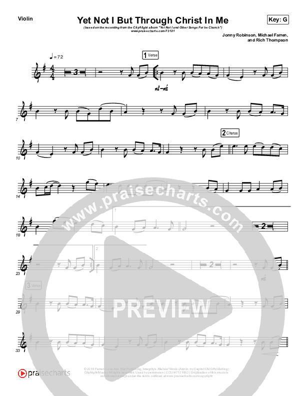 Yet Not I But Through Christ In Me (Instrument Solo) Violin Solo (CityAlight)