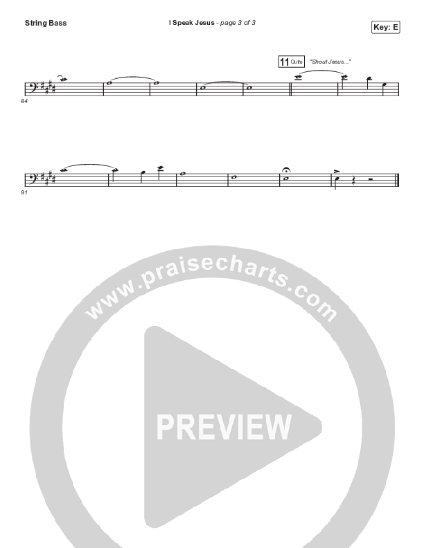 I Speak Jesus (Choral Anthem SATB) String Bass (Signature Sessions / Shylo Sharity / Arr. Mason Brown / Northside Baptist Choir)
