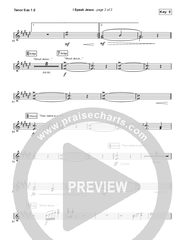 I Speak Jesus (Choral Anthem SATB) Tenor Sax 1,2 (Signature Sessions / Shylo Sharity / Arr. Mason Brown / Northside Baptist Choir)
