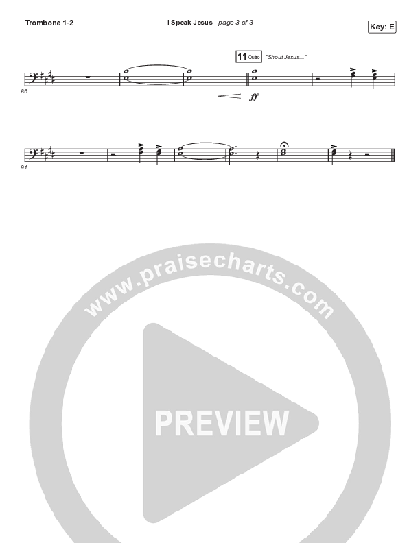 I Speak Jesus (Choral Anthem SATB) Trombone 1/2 (Signature Sessions / Shylo Sharity / Arr. Mason Brown / Northside Baptist Choir)