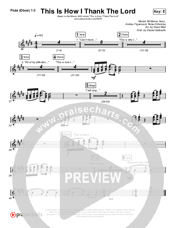 This Is How I Thank The Lord Flute/Oboe 1/2/3 (Mosaic MSC)