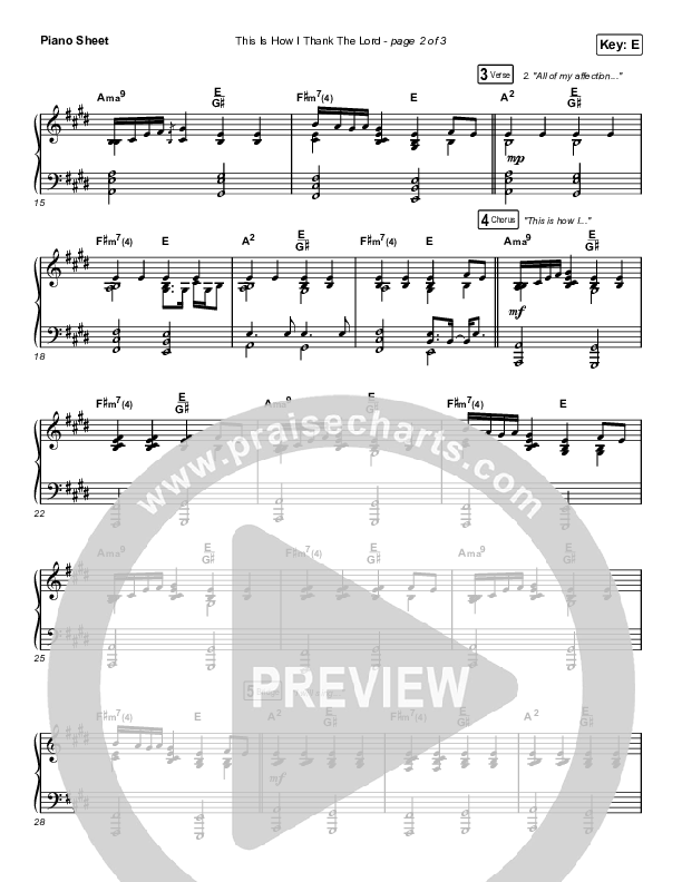 This Is How I Thank The Lord Piano Sheet (Mosaic MSC)