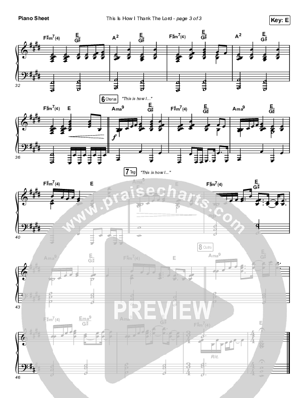 This Is How I Thank The Lord Piano Sheet (Mosaic MSC)