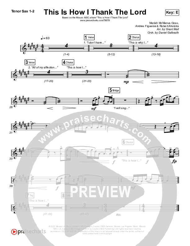 This Is How I Thank The Lord Sax Pack (Mosaic MSC)