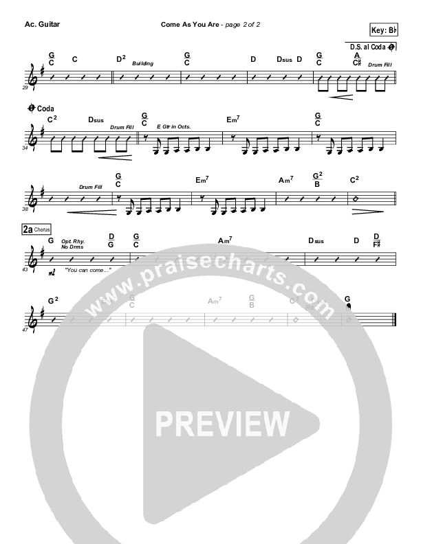 Come As You Are Acoustic Guitar Sheet Music PDF (Pocket Full Of Rocks