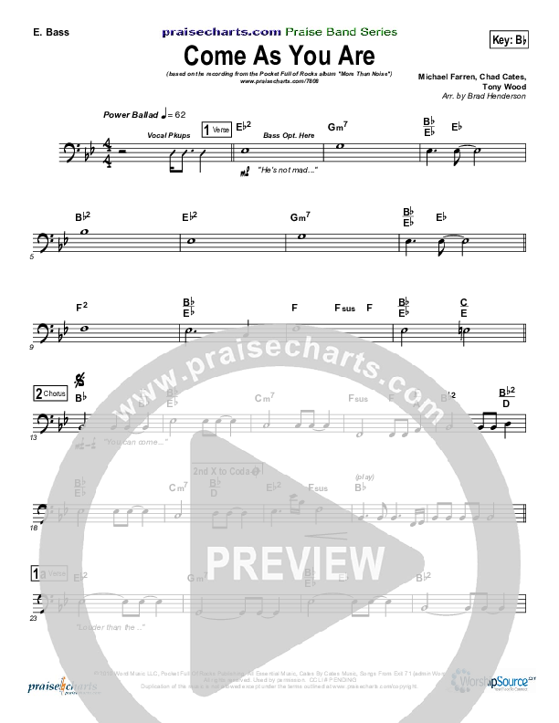 Come As You Are Bass Guitar (Pocket Full Of Rocks)